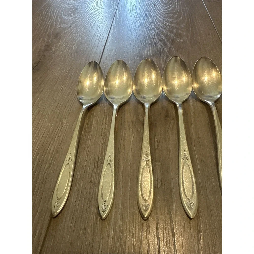 Vintage Oneida‎ Community Silverplate ADAM Oval Place Spoons Lot Of 6